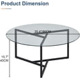 thumbnail image 2 of CLIPOP Circle Coffee Table with Tempered Glass Top, Stylish Round Glass Coffee Table with Adjustable Feet & Triangle Structure Metal Frame, Perfect for Living Room, Home Office(Clear Glass Top), 2 of 9