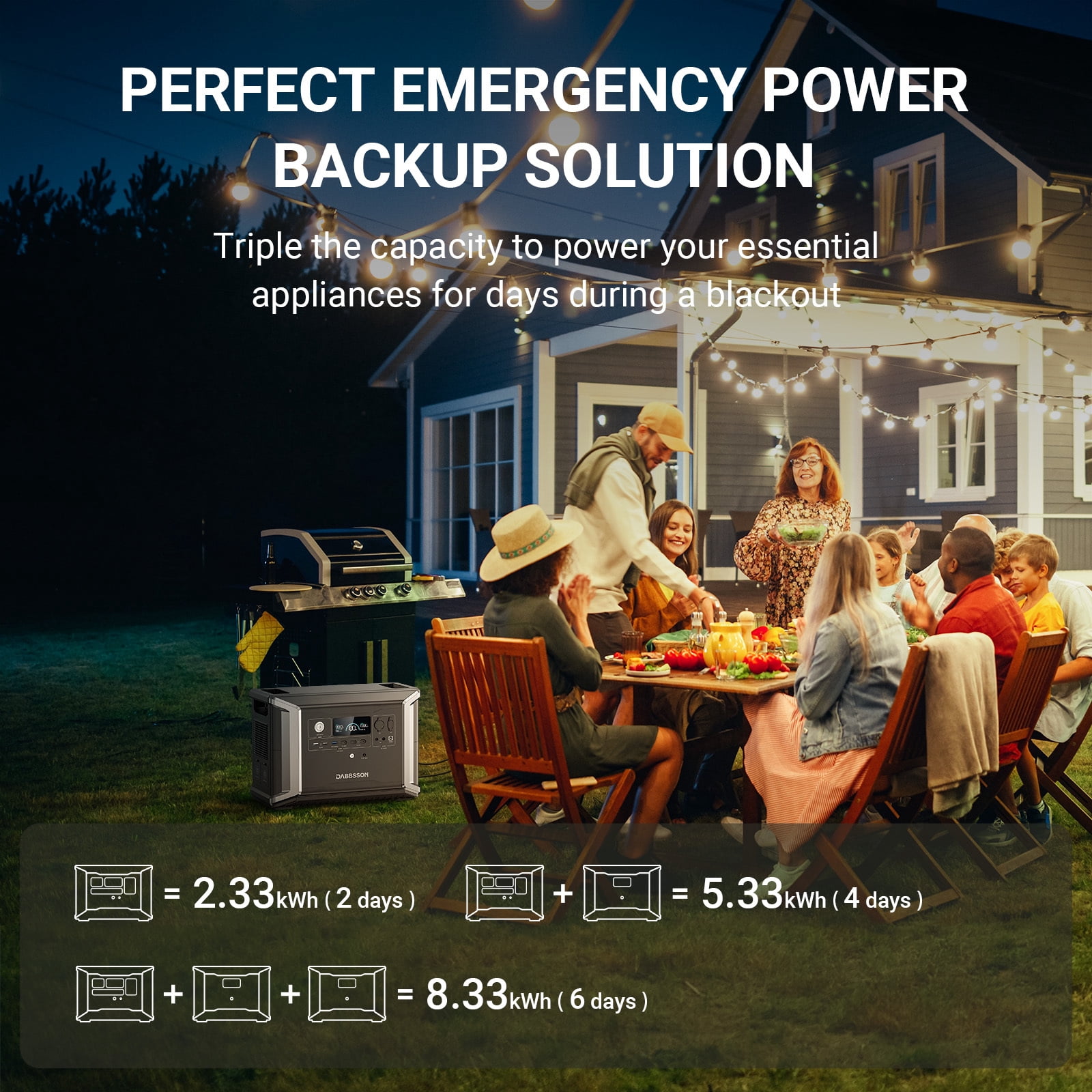 Dabbsson DBS2300 Portable Power Station with 2x210W Solar Panels - 2330Wh Solar Generator for Camping