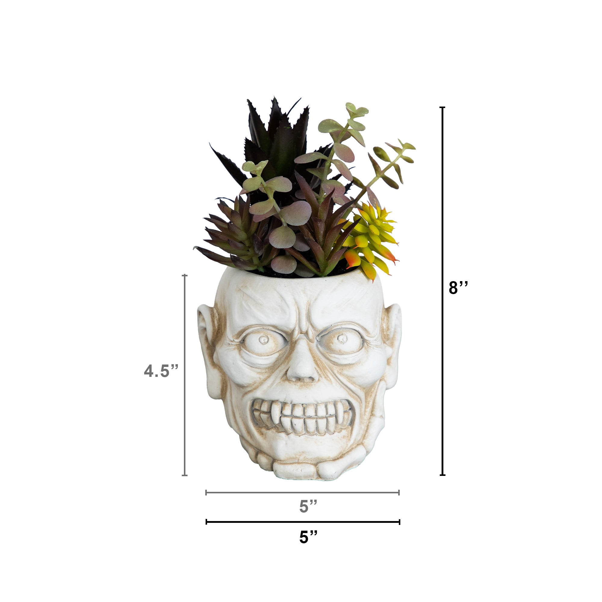 8in. Artificial Halloween Succulent Garden in Zombie Halloween Planter