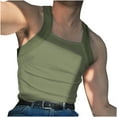 thumbnail image 2 of WAVSUF Summer Sports Sleeveles Vest for Mens Solid Color Quick Dry Tank Tops Fashionable Round Neck Slim Pullover Army Green Size 4XL, 2 of 7