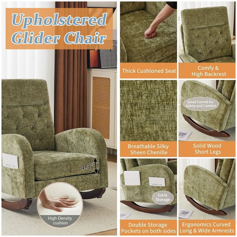 Ktaxon Rocking Accent Chair Glider Reading Chair Comfy