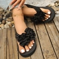 thumbnail image 2 of Rokment Flower Flip Flops for Women 2026 Boho Beach Summer Fashion Casual Thongs Slip on Flat Sandals Travel Memory Foam Slides Slippers Vacation Black Size 6.5, 2 of 5