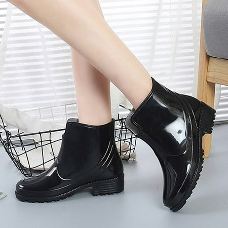 

Tejiojio Clearance Punk Style Ankle Rain Boots Women Non-Slip Rain Boots Outdoor Rubber Water Shoes