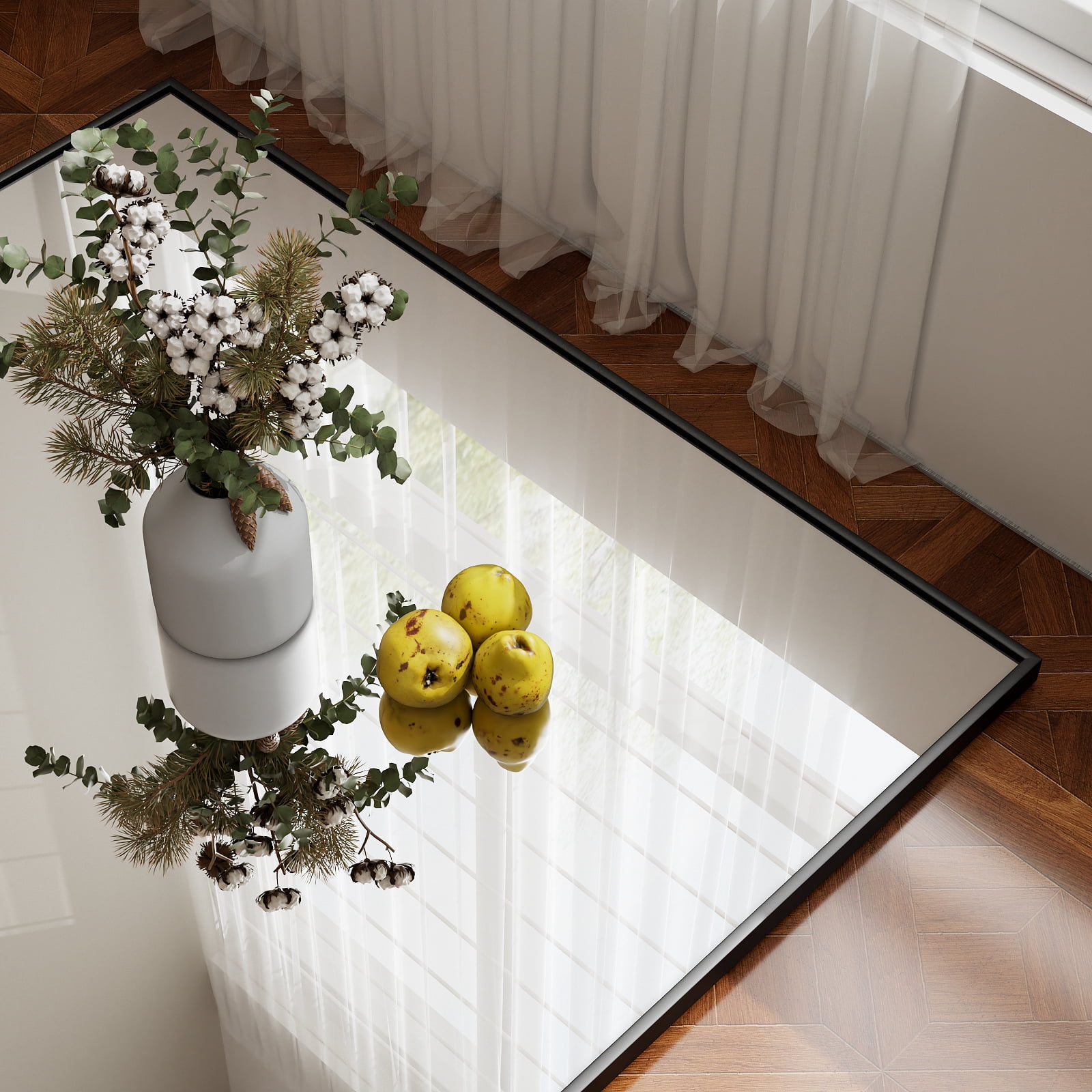 AUROMIR 16"x59" Rectangle Full Length Mirror Full Body Floor Mirror, Black