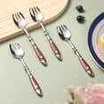thumbnail image 3 of Juego de 4 Tenedores de Metal para Ensalada, Cucharas de Ensalada de Acero Inoxidable con Manejar de Baquelita, Tenedores para Ensalada, Fruta y Postre, 3 of 5