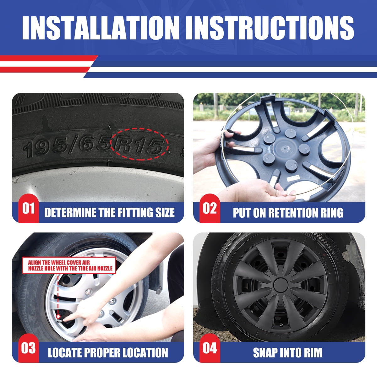 15" Set Of 4 Hubcaps Wheel Rims Cover for 2009-2019 TOYOTA COROLLA Compatible With Steel Wheels Snap On Installation(15-Inch,BLACK MATTE)