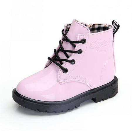 

Girls Patent Leather Boots Soft-soled Anti-slip Side Zipper Shoes For Winter