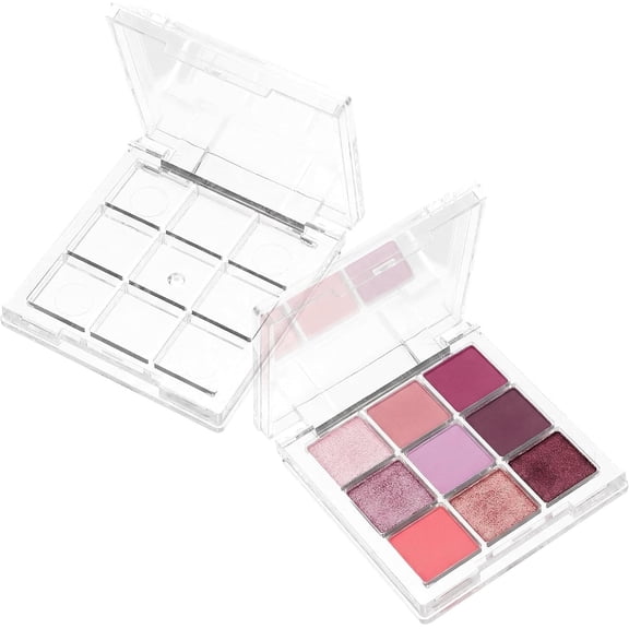 Empty Makeup Palette Depotting Cases - 2pcs 9-Grid Empty Clear Blush Lipstick Box - Portable Makeup Organizer Storage Cases Highlighters Sample Eye Shadow Bracket Travel