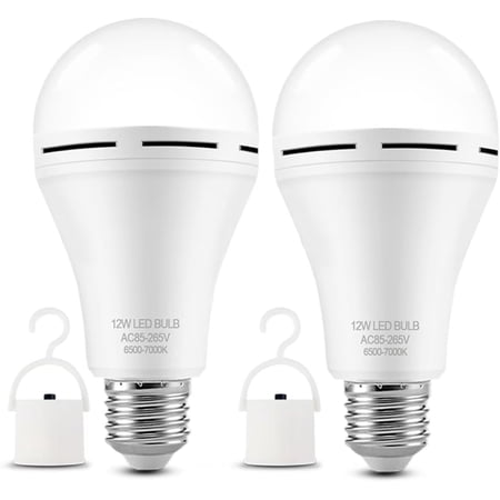 Emergency Rechargeable Light Bulbs, LED Backup Light Bulb 1200mAh Battery, 12W 65W Equivalent Daylight Lamp, Power Outage Home Emergency Lighting