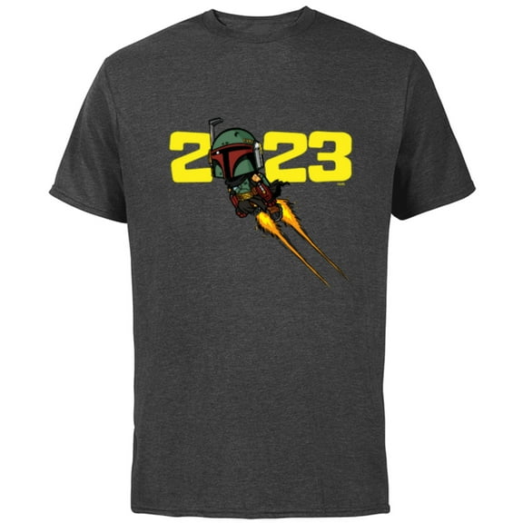 Star Wars Boba Fett Jetpack Blast-Off 2023 - Short Sleeve Cotton T-Shirt for Adults - Customized-Charcoal