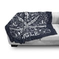 thumbnail image 3 of Skull Soft Flannel Fleece Throw Blanket, Pirates Jolly Roger Flag Sailor Crossed Tools Theme in Blue Tones, Cozy Plush for Indoor and Outdoor Use, 60" x 80", Dark Blue and White, by Ambesonne, 3 of 6
