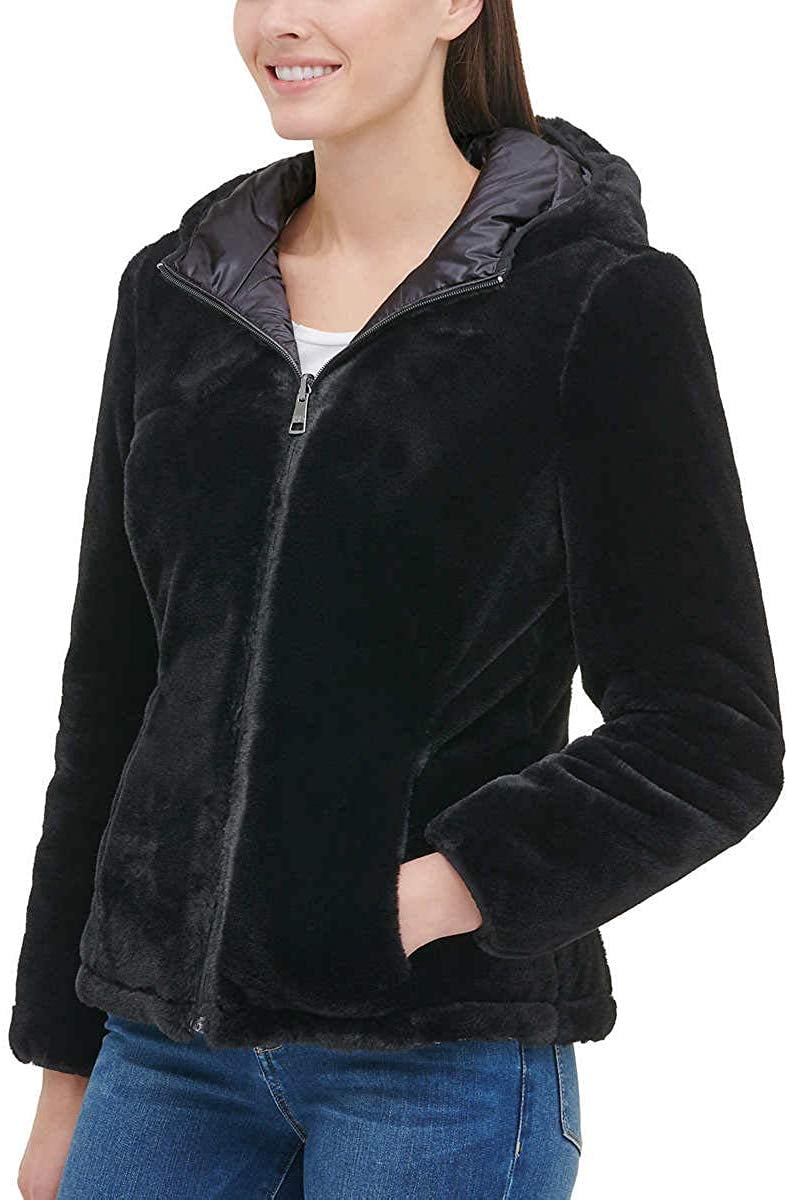 Andrew Marc Ladies Ultra Soft Attached Hood Reversible Jacket