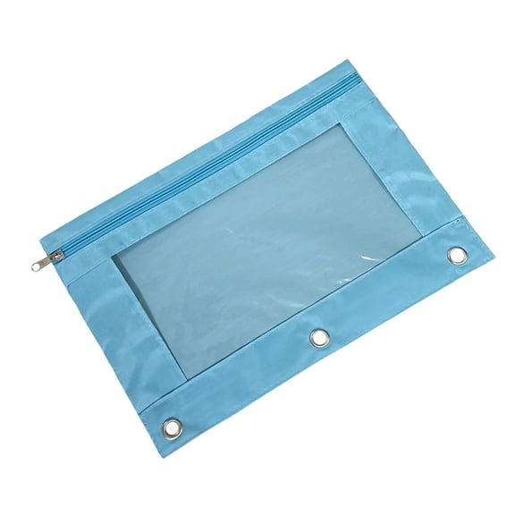 FastXmas Pencil Pouch for 3 Ring Binder, 9.8"x7", Smooth Zipper, Clear Window, Large Capacity Pencil Case with 3 Reinforced Grommets for Office, Work Supplies Storage
