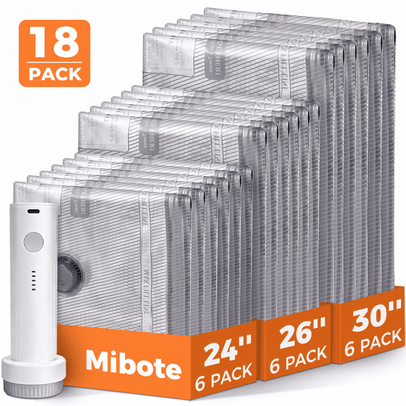 Mibote Vacuum Bags for Travel with Rechargeable Pump, 18 Combo Space Saver Compression Packing Seal Storage for Clothes Luggage