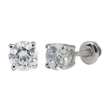 1 ct TW Round Diamond Stud Earrings, 14Kt White Gold (GH – I2I3)