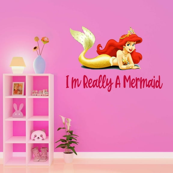 I'M Really A Mermaid Sea Under Water Sea Creatures Crab Octopus Fish Seahorse Clam Shellfish Urchin Kelp Sweet Dreams Bedtime Unicorn Holiday Decorating Wall Decal Sticker - Size: 20 In X 14 In