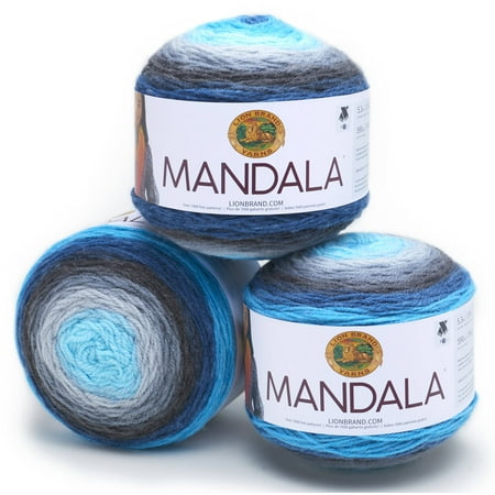 UPC: 0842093110378 | Lion Brand Yarn Mandala Spirit Self-Striping Light Acrylic Multi-color Yarn 3 Pack