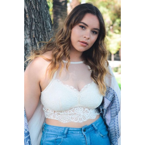 High Neck Netted Lace Bralette Plus