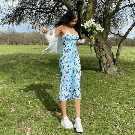 

Puloru Sexy Slip Dress Love/Argyle Print Spaghetti Strap V-Neck One-piece