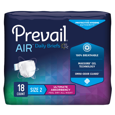 Prevail Air Daily Brief | Size 2 | Breathability | Ultimate Absorbency | 18 Count