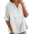 thumbnail image 5 of Embroidered Tops For Women Womens Summer Tops Peasant Tops For Women Chinese Frog Casual Blouses Cotton Boho Tops Gauze Shirts For Women Chinese Style Tops For Women Flowy Tops For Women White2 XL, 5 of 9
