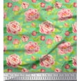 thumbnail image 1 of Soimoi Green Cotton Duck Fabric Leaves & Peony Floral Print Fabric by Yard 42 Inch Wide, 1 of 3
