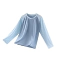 thumbnail image 5 of OOOUM Boys Raglan Long Sleeve Athletic Shirts Quick Dry Breathable Summer Tops Lightweight Stretch Training Running Rash Guard Sky Blue 3-4 Years, 5 of 9