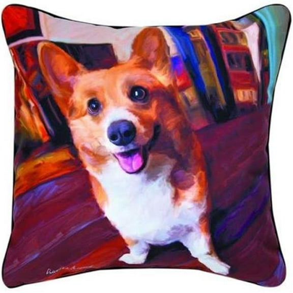 Manual Woodworkers & Weavers SLCGGL 18 in. Corgi Get Low-RMC Dye Throw Pillow