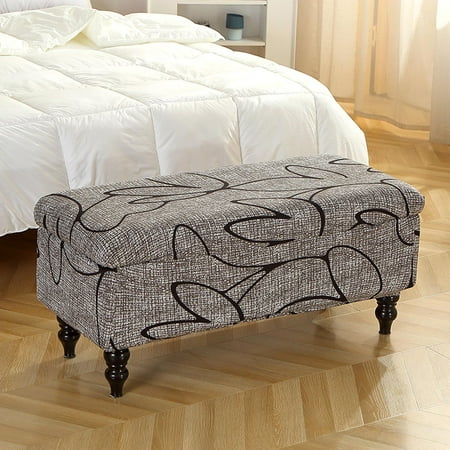Rectangle Storage Ottoman Bench Slipcovers Removable Bench Seat Furniture Protector Bench Cover Folding Storage Bench Cover for Hotel Decor , Style C