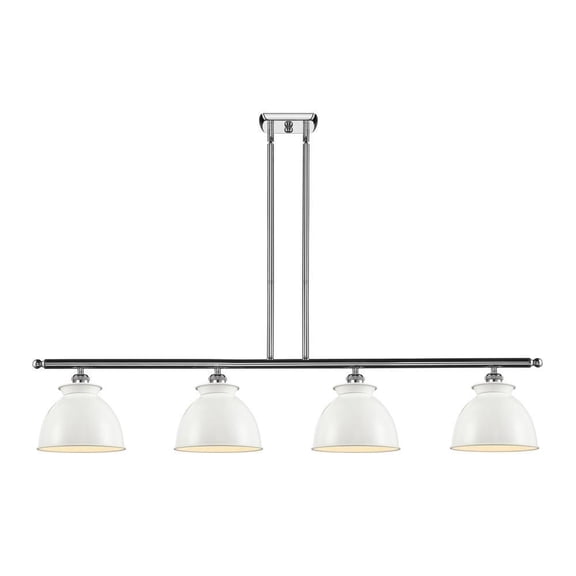 Innovations Lighting 516-4I-SN-M14-W-LED Adirondack-14W 4 LED Island in Industrial Style-48 Inches Wide by 11 Inches High Brushed Satin Nickel Finish with White Metal Shade