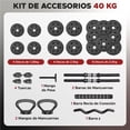 thumbnail image 2 of Set de Mancuernas Ajustables 40 kg de Plástico ABS con Núcleo de Cemento, Barra Recta, Barra Z y Accesorios para Gimnasio en Casa, 2 of 6