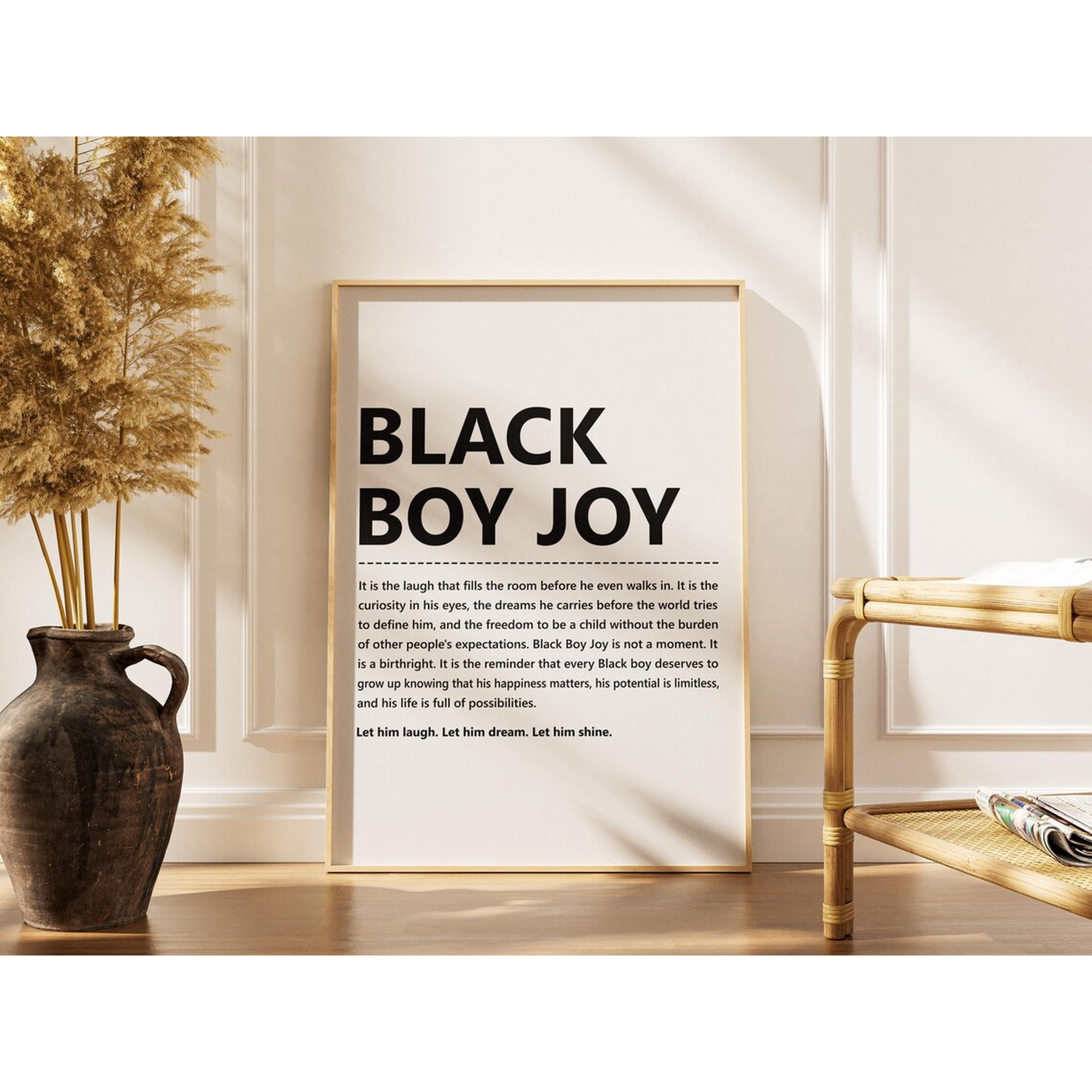 Black Boy Joy Wall Art African American Decor Nursery Room Empowering Affirmation