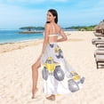 thumbnail image 6 of FORMRS Womens Long Sarong Beach Wrap Semi-Sheer Bikini Skirt Bathing Swimsuit Cover Up, Trucks Pattern, 6 of 7