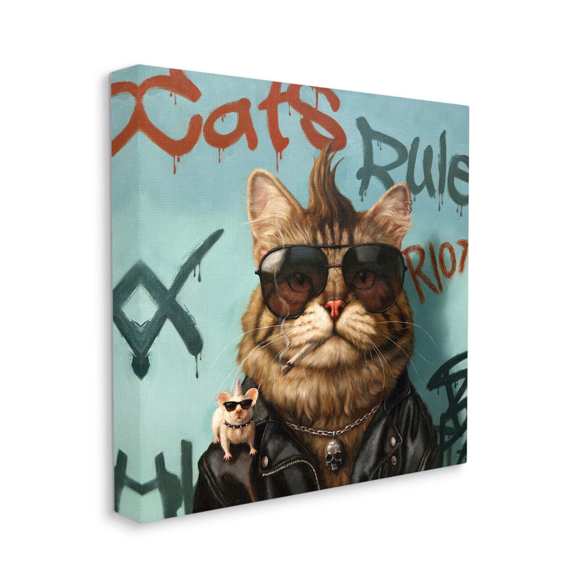 Stupell Industries Cats Rule Graffiti Urban Animals Animals & Insects Painting Gallery Wrapped Canvas Print Wall Art