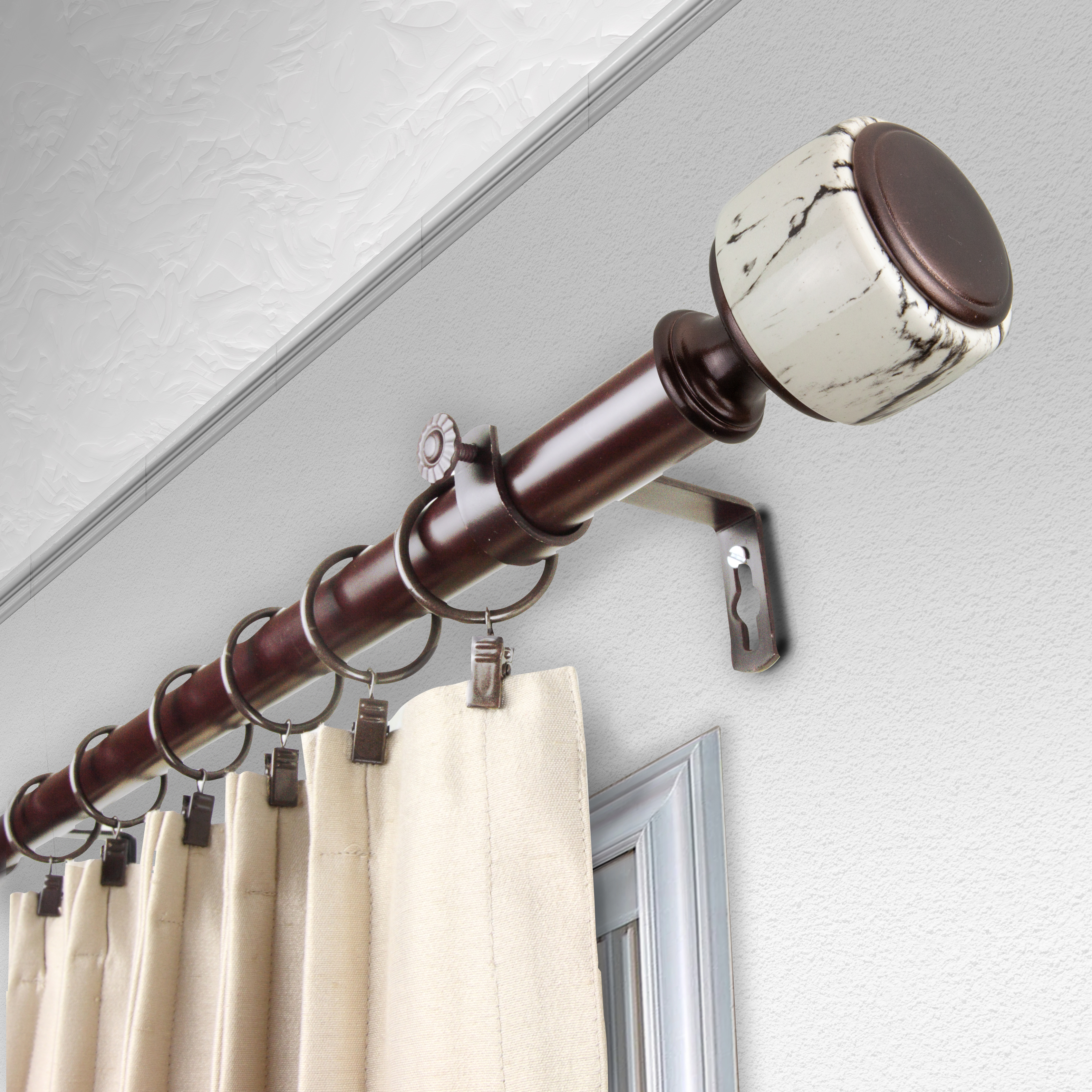 Kaylee 1" Single Curtain Rod, 160-240 inches- Bronze
