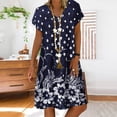 thumbnail image 1 of WILLBEST Robes Longues et Robes de Soirée Mode Femmes Décontractées Ample à Pois Floraux Patchwork Col en V Manches Courtes Robe, 1 of 6