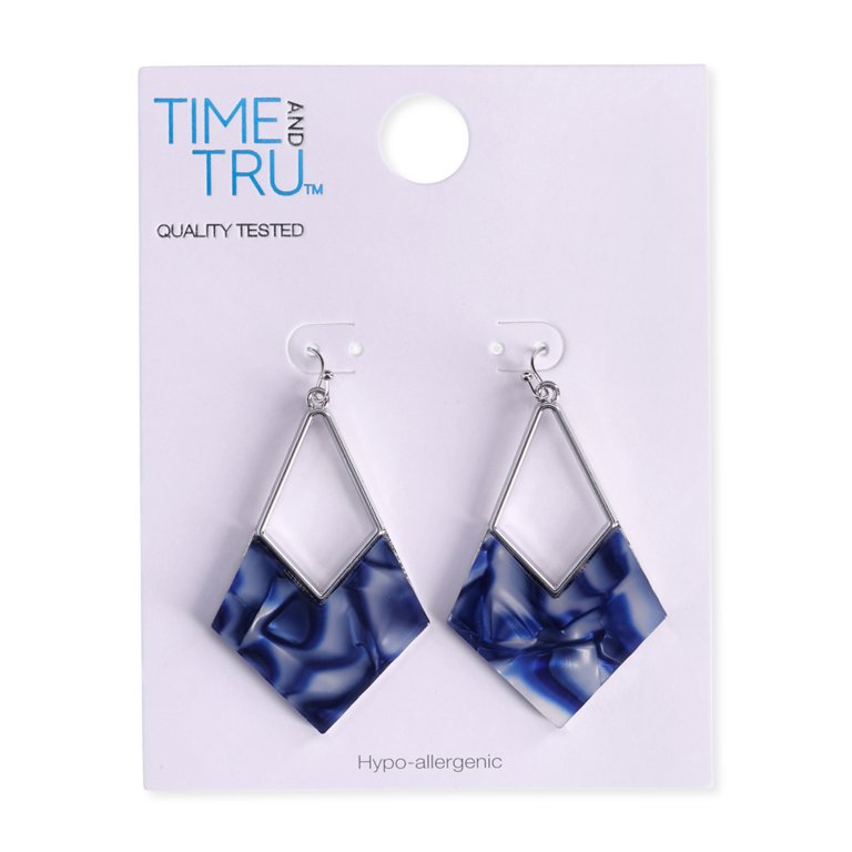 Time and Tru Silver Tone Geometric Drop Earrings with Time and Tru Silver Tone Geometric Drop Earrings with