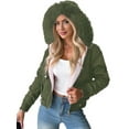 thumbnail image 3 of Women'S Parka Coat Plus Size Winter Warm Fleece Lined Anoraks Thicken Hooded Outerwear Green XXL, 3 of 7