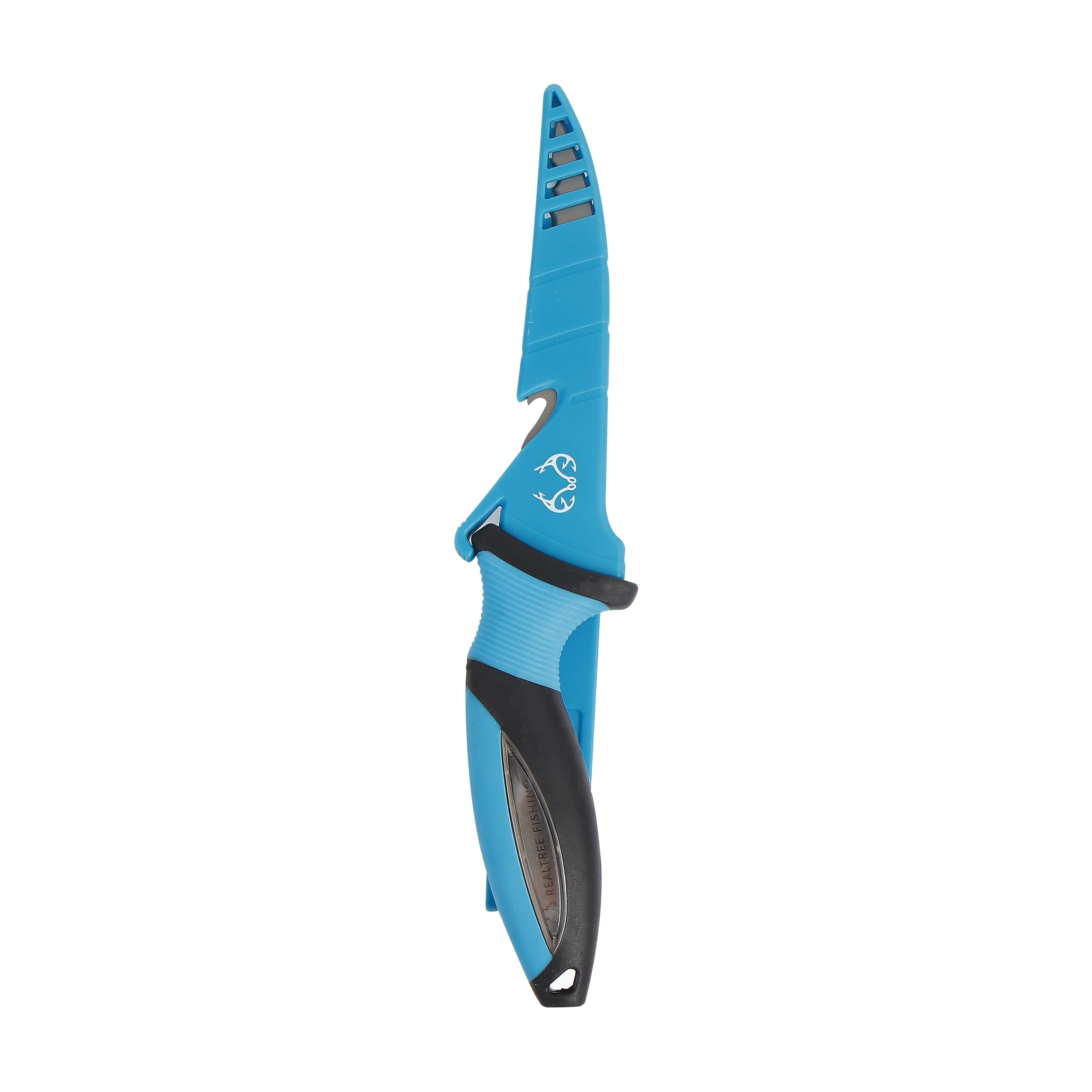 Realtree Fishing Stainless Steel Bait Knife 5-inch Blade Length Black and Blue