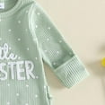 thumbnail image 6 of HWJAD Baby Girls Waffle Footed Romper Set for Little Sister Newborn Long Sleeve Jumpsuit Coming Home Clothes Infant Bodysuit Headband Fall Outfits, 6 of 9