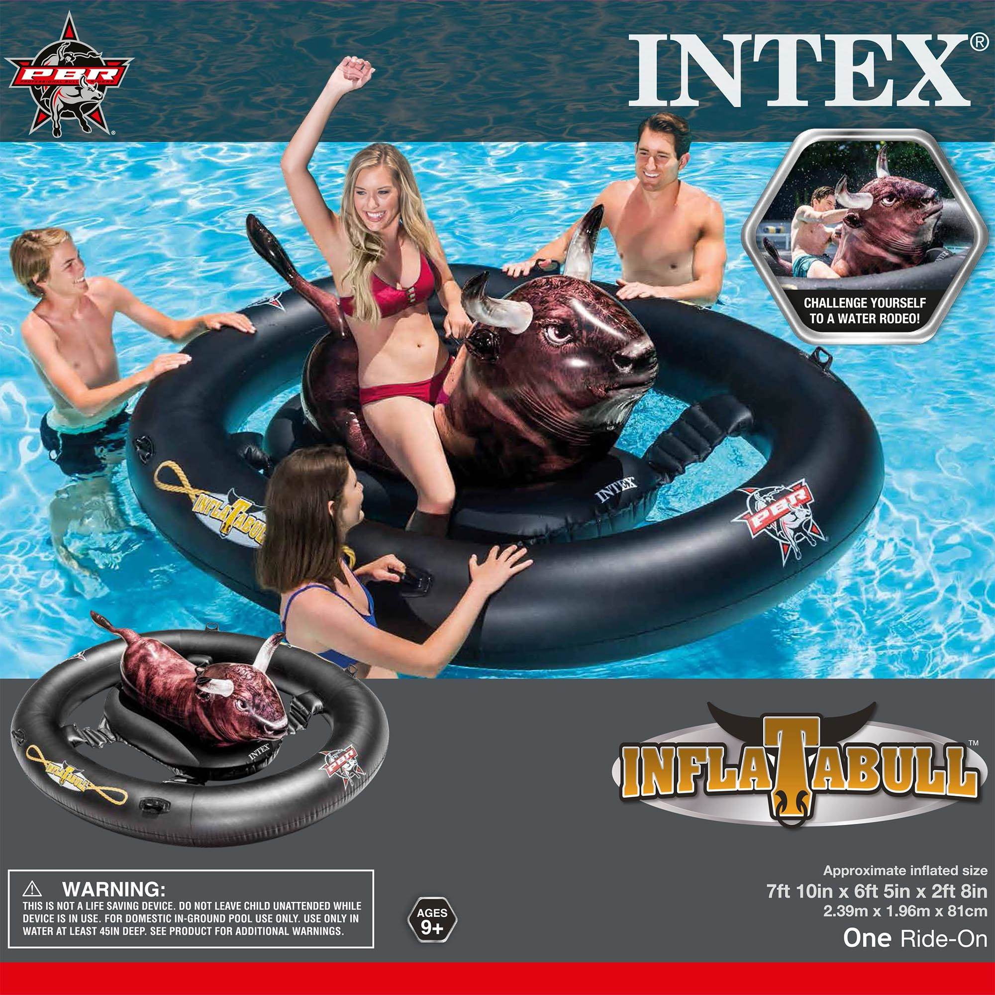 Intex PBR Inflatabull Bull-Riding Giant Inflatable Swimming Pool Float 