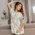 thumbnail image 3 of Naloa Wildflower Watercolor 4 Print Women Nightgowns,Womens Loungewear,Short Sleeve Sleepwear,Comfy Ladies Nightdress, 3 of 6