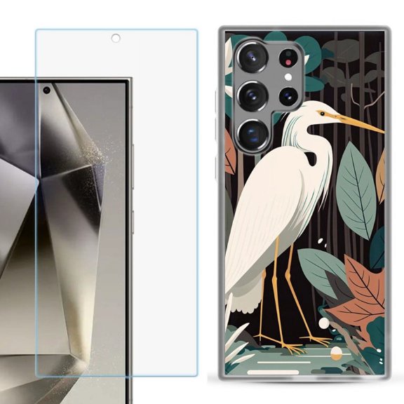 OneToughShield ® Compatible with Samsung Galaxy S24 Ultra, Shockproof Phone Case, with Tempered Glass Screen Protector - Egret