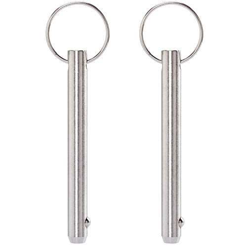 STAINLESS STEEL TOP QUICK PIN 5/16" X 2-1/2" W/ LANYARD 6-1/2" BOAT SET OF 4 