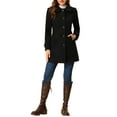 thumbnail image 2 of INSPIRE CHIC Women's Coats Peter Pan Collar Single Breasted Button Front Outwear Winter Coats XL Black, 2 of 6