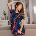 thumbnail image 3 of Fotbe Neon City Map Bata de Dormir para Mujer con Estampado, Camisón de Algodón de Manga Corta, Ropa de Dormir Casual, 3 of 6