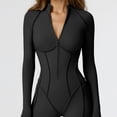 thumbnail image 6 of FNFYFH Women Long Sleeve Workout Jumpsuit Zip Up Romper Bottom Pants Bodysuit Bodycon One Piece Jumpsuits, 6 of 10
