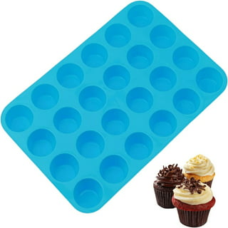 Tebery 2 Pack Mini Muffin Tray Non-Stick for Muffins, 24 Cup Muffin Baking Tray with Heat Conduction, Carbon Steel, 38x26x2CM