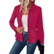 thumbnail image 3 of Blazer Elegante con Ribete de Perlas para Mujer, con Cuello Chal, Larga y Abertura Frontal Rosa Roja XL, 3 of 7