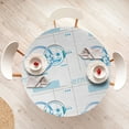 thumbnail image 4 of Ambesonne Emoji Fitted Round Tablecloth, Funny Faces Headset Pattern, 56"- 60" Diameter, Pale Sky Blue White, 4 of 5